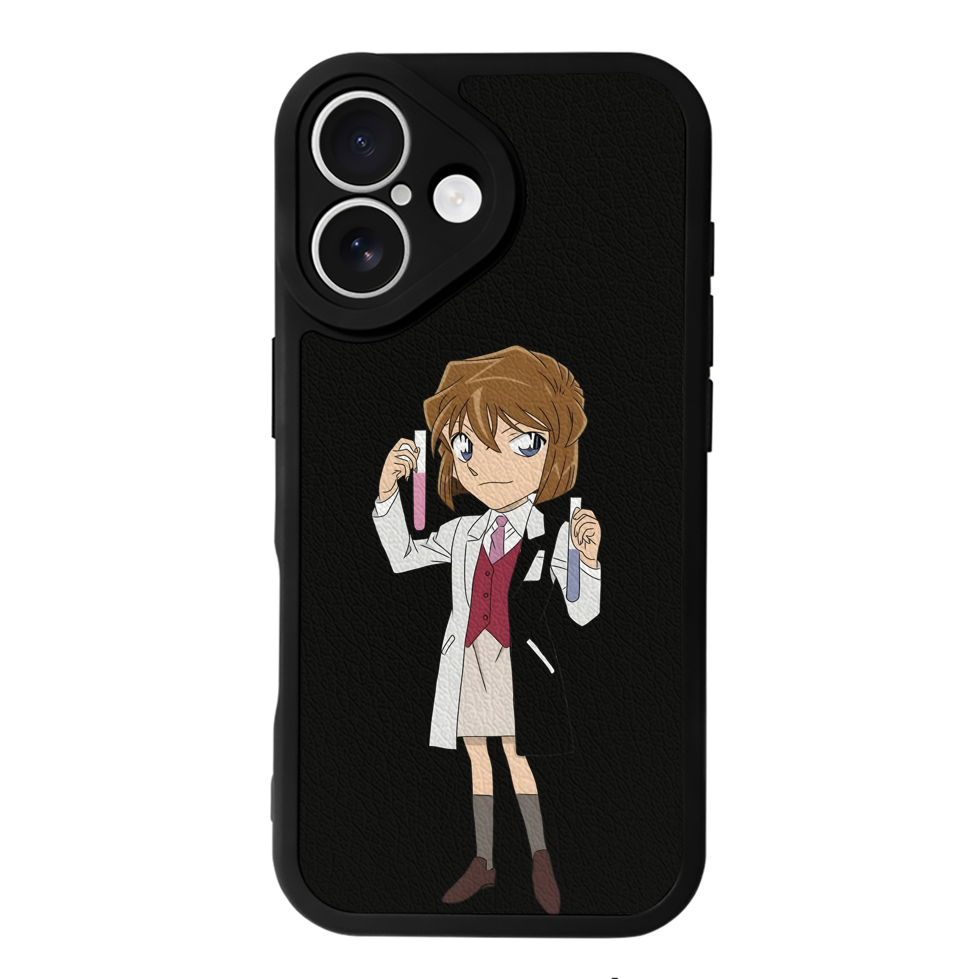 （画像用） 名探偵コナン 灰原 哀 はいばら あい Detective Conan Anita Hailey、Vi Graythorn Haibara Ai 【iPhone 16シリーズ対応】シリコンスマホケース（レザー調） 材質：シリコン